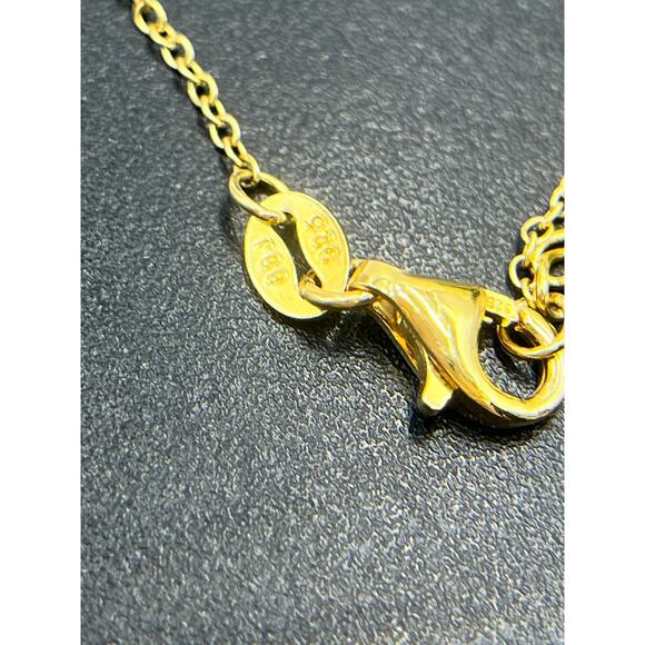 BBJ Sterling Silver Gold Plated Round Cz Blue Spinel Pendant Chain Necklace - Picture 9 of 10